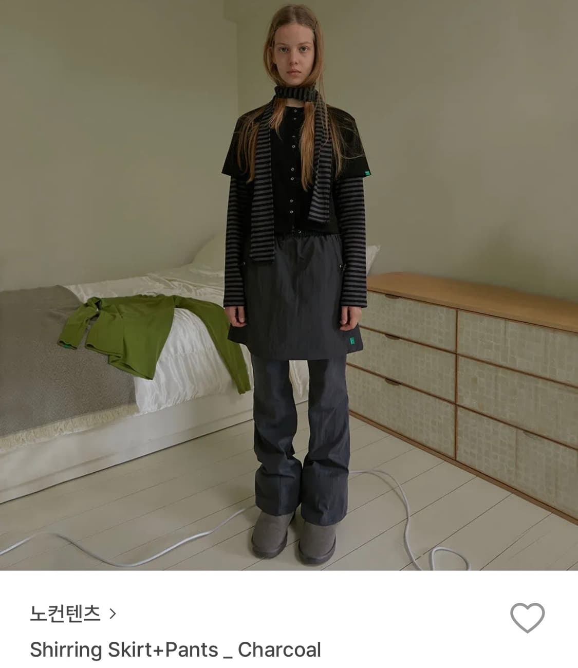 [새상품] 노컨텐츠 셔링 스커트+팬츠 세트 상품이미지1