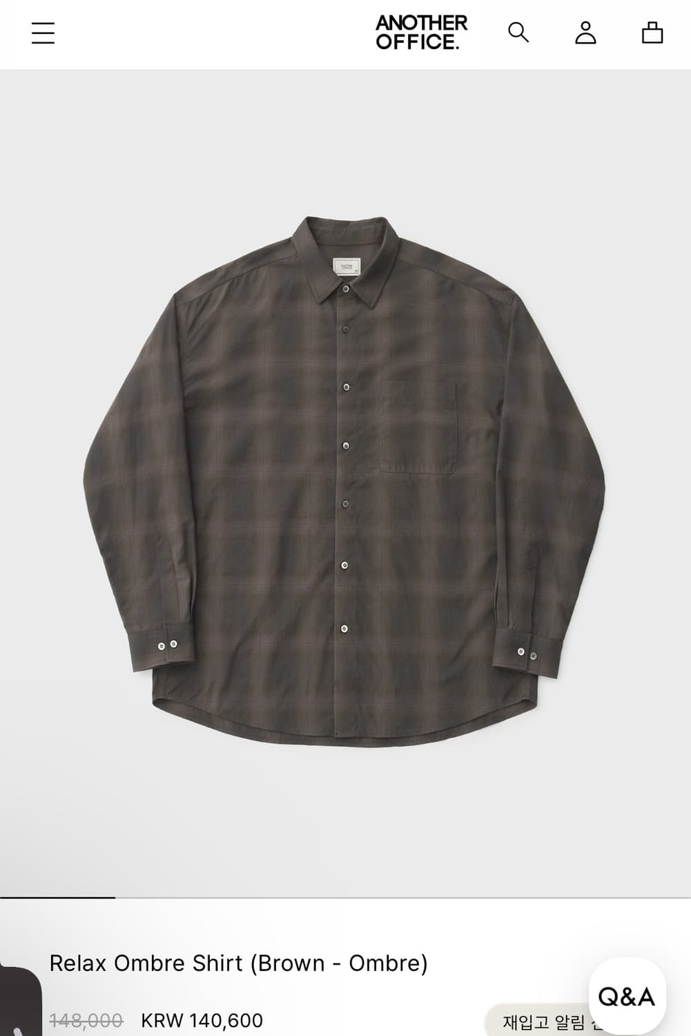 [1] 어나더오피스 릴렉스 옴브레 셔츠 브라운 상품이미지1