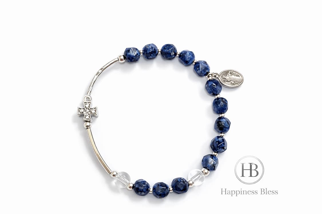 💙 반짝이는 컷팅 라피스라줄리 묵주팔찌 상품이미지3