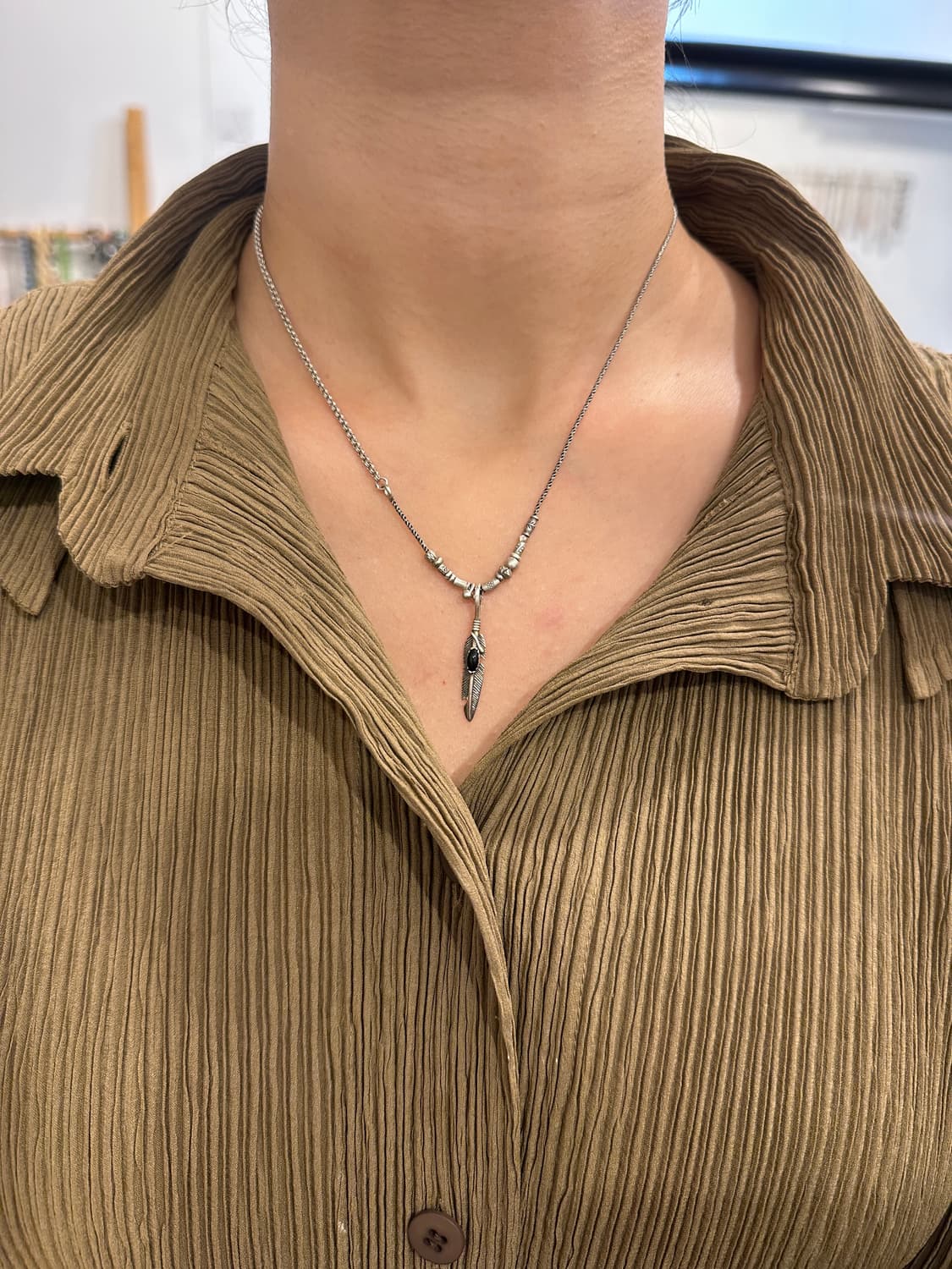 onyx feather karensilver mix necklace 상품이미지6