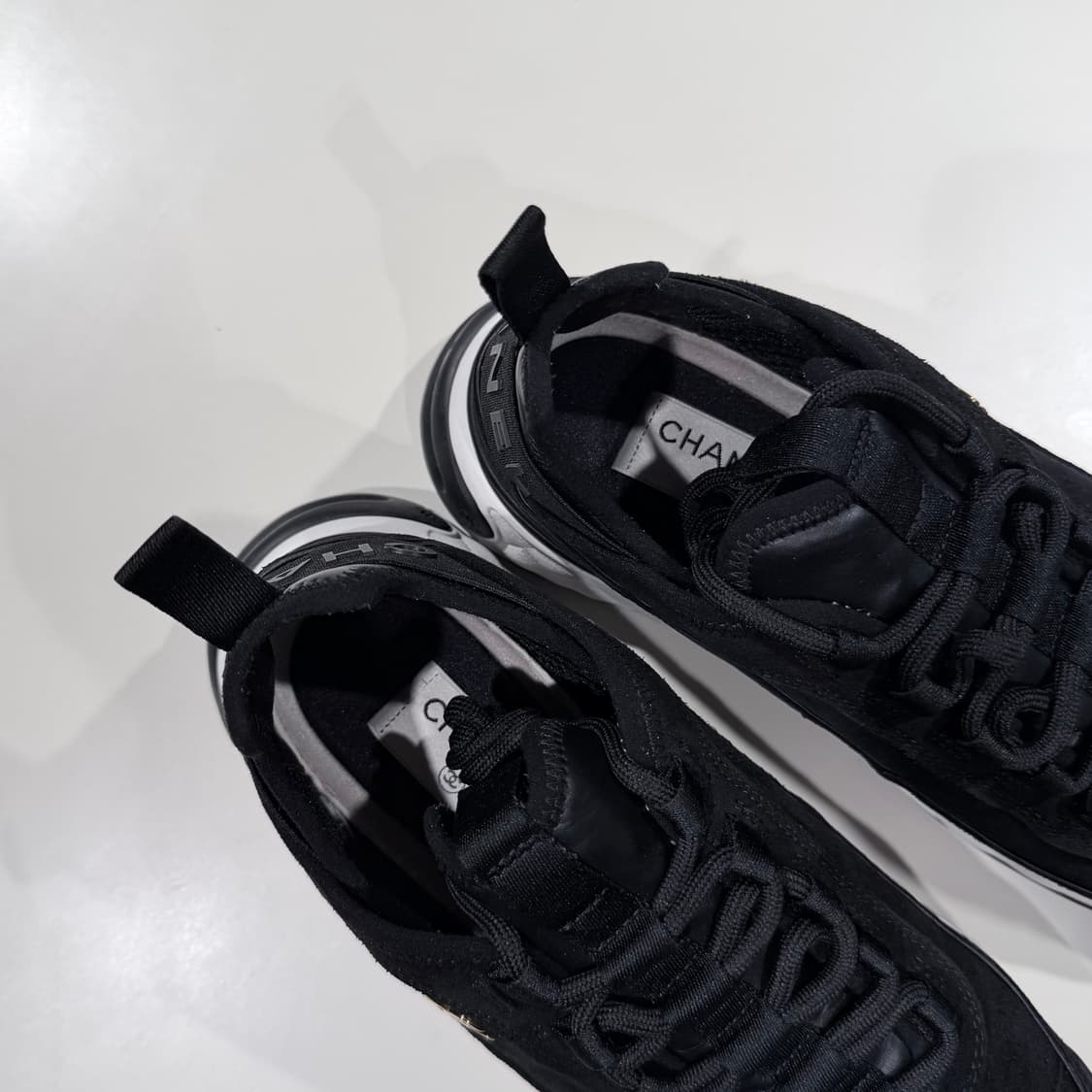 (A/40) / 샤넬 믹스드 파이버 패브릭 스웨이드 스니커즈 블랙 상품이미지8