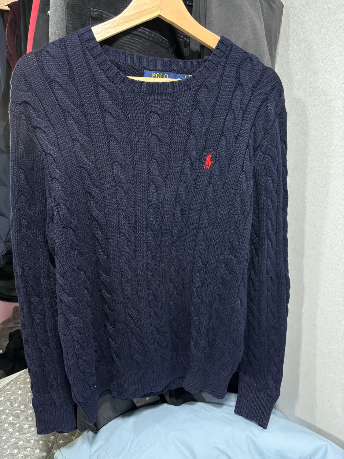 [M] 폴로 꽈배기 니트 네이비 상품이미지1