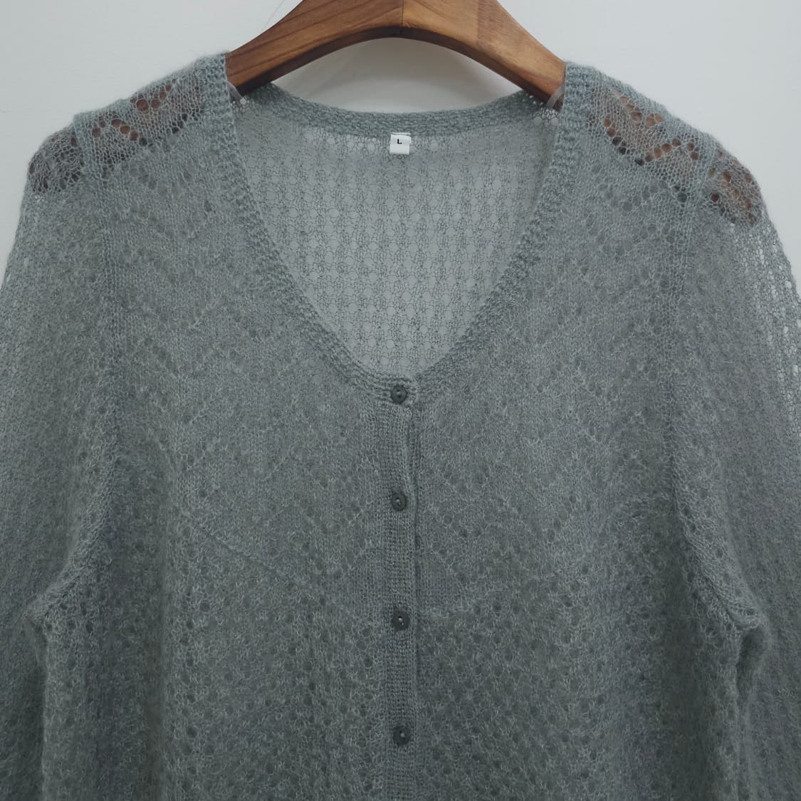 모헤어 혼방 레이스 펀칭 시스루 가디건 상품이미지3