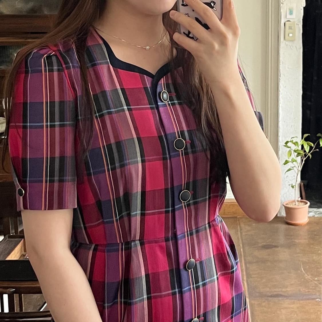 핑크 체크 원피스 상품이미지9