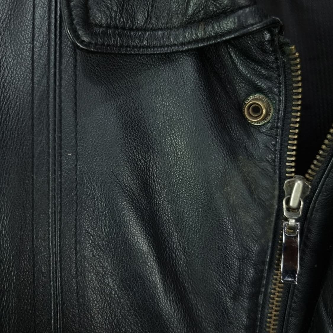[빈티지] 리얼 쉽스킨 양가죽 레더 봄버 자켓 블랙 M19167 상품이미지8