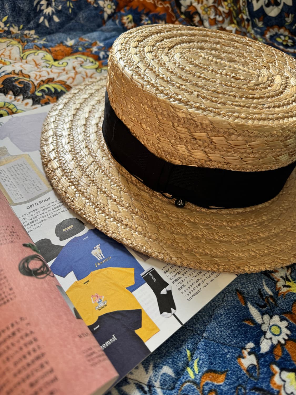 JOHN B  STETSON 스텟슨 빈티지 블랙 리본 보터햇 밀짚 모자 상품이미지2