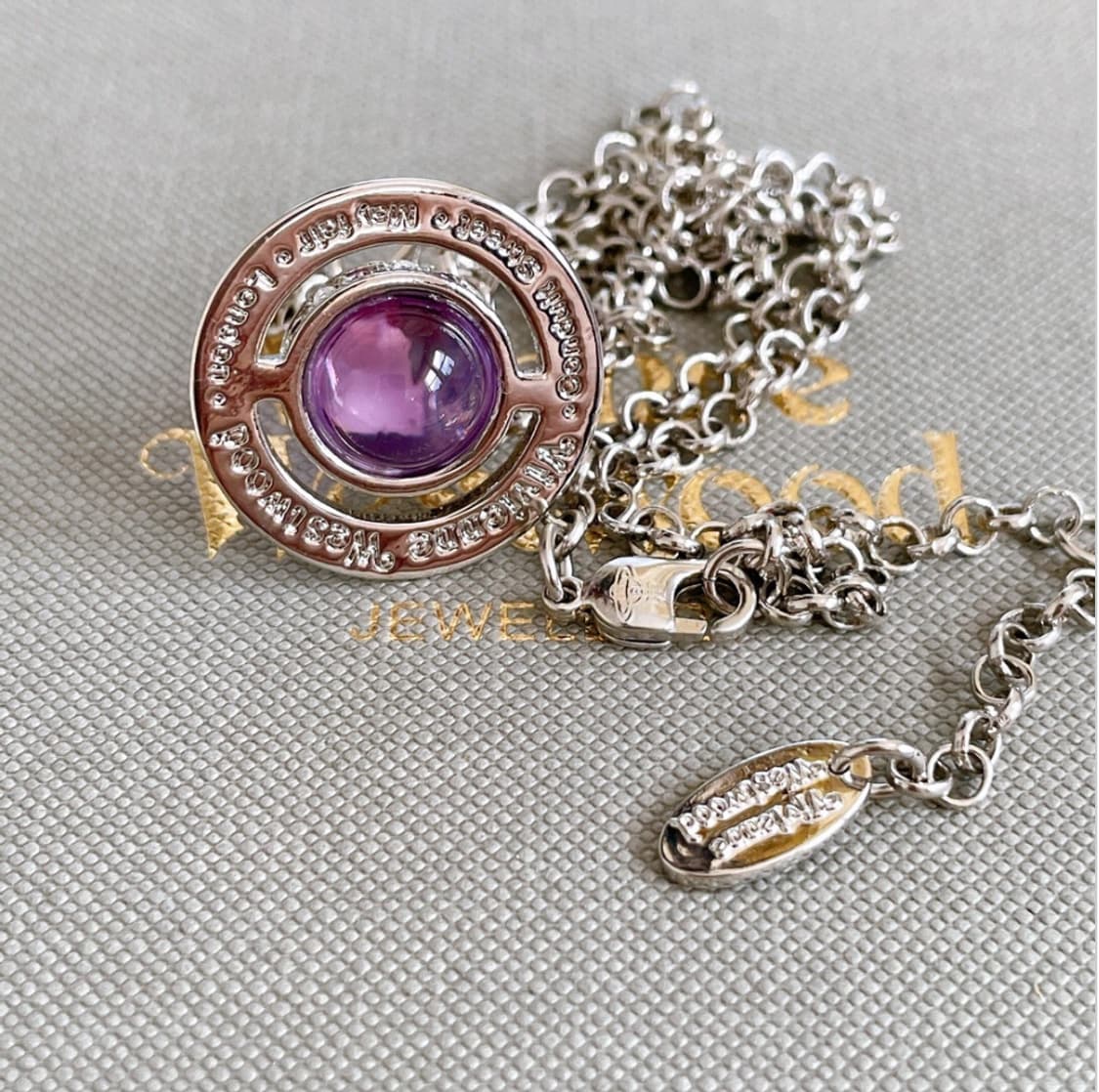 비비안 웨스트우드 아카이브 퍼플 크리스탈 3d orb 팬던트 목걸이 상품이미지2