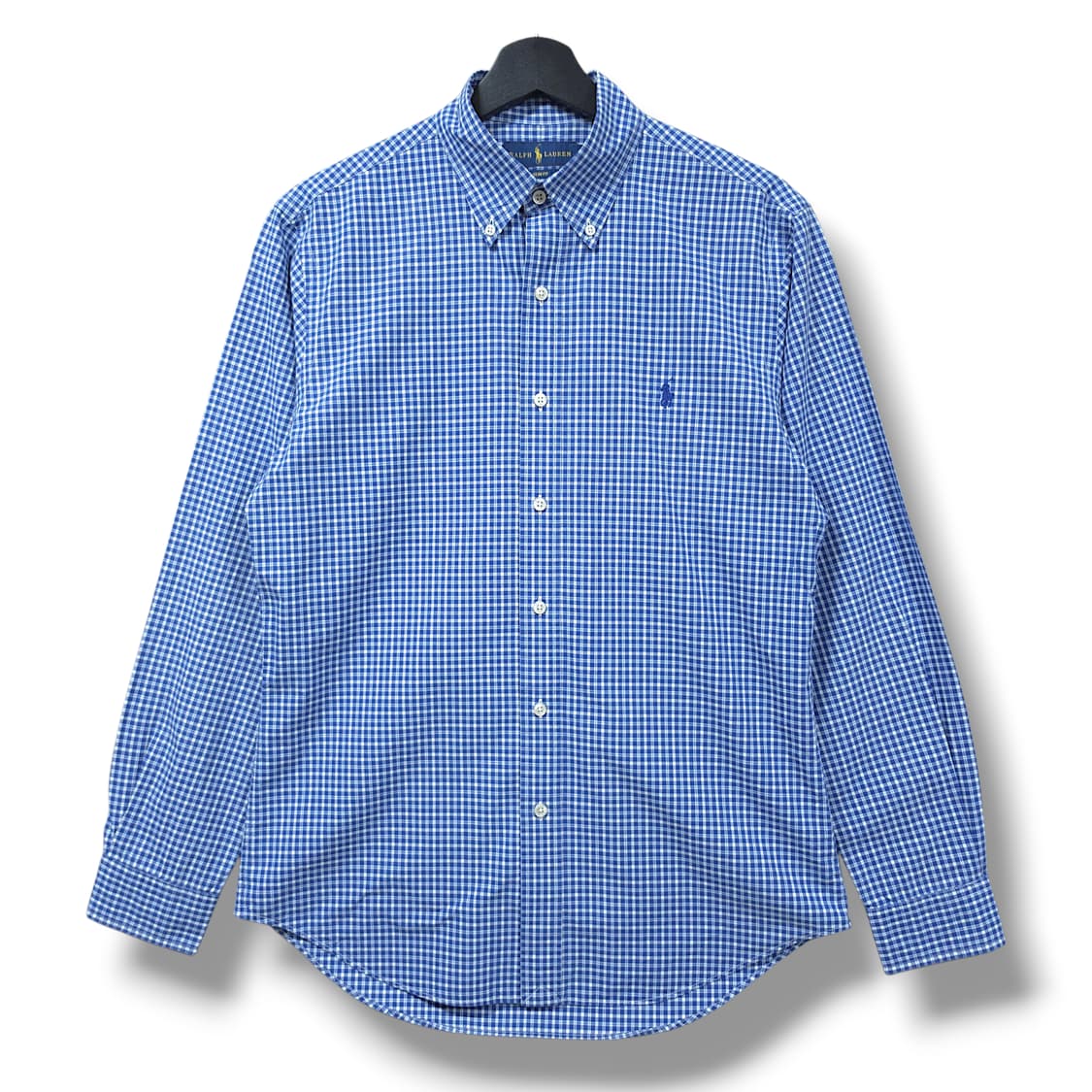 [M] 폴로 블루 깅엄체크 슬림핏 코튼 긴팔셔츠 상품이미지1
