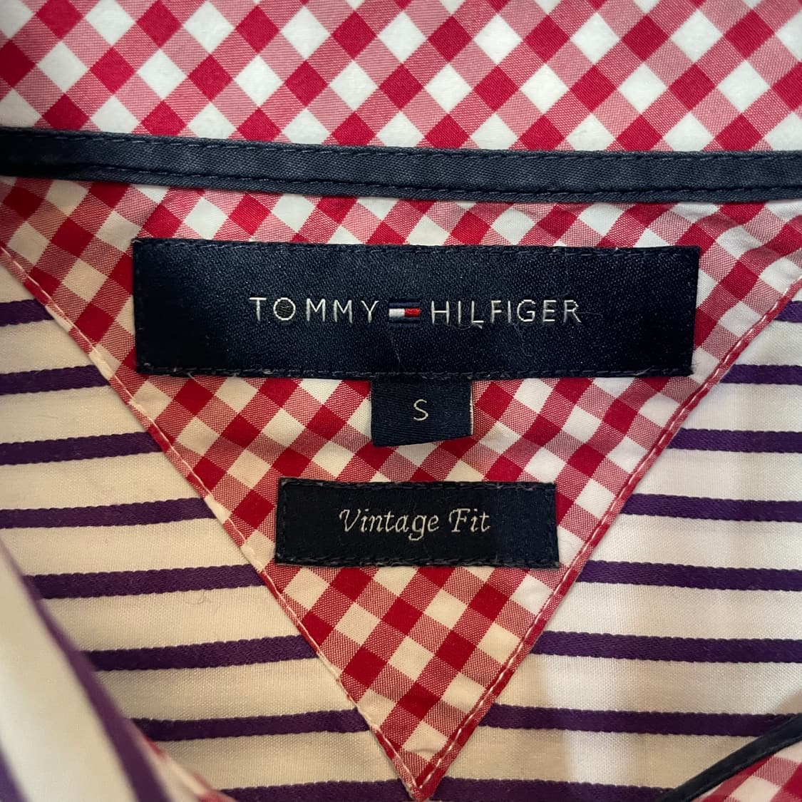 타미힐피거 퍼플 스트라이프 빈티지핏 긴팔 셔츠 S 상품이미지4