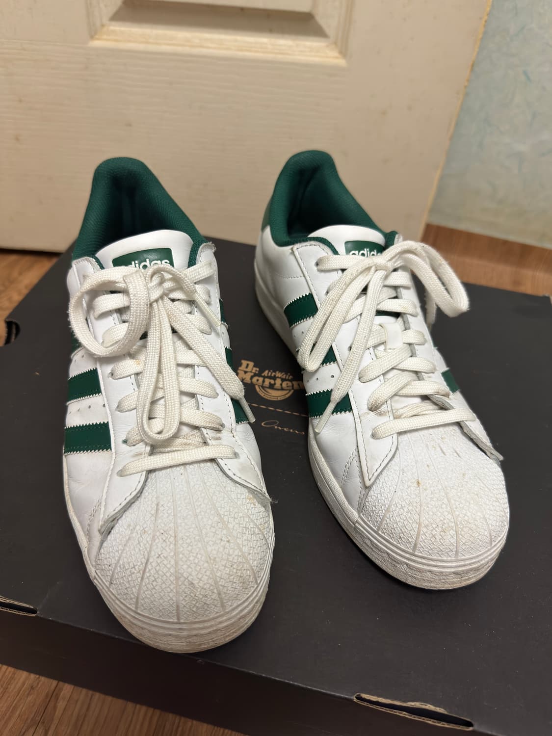 급처)아디다스 슈퍼스타 화이트 그린 260 상품이미지1