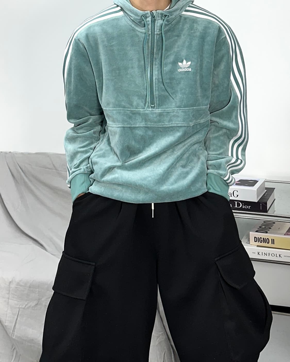 아디다스 코지 벨벳 후드 반집업 M 상품이미지1