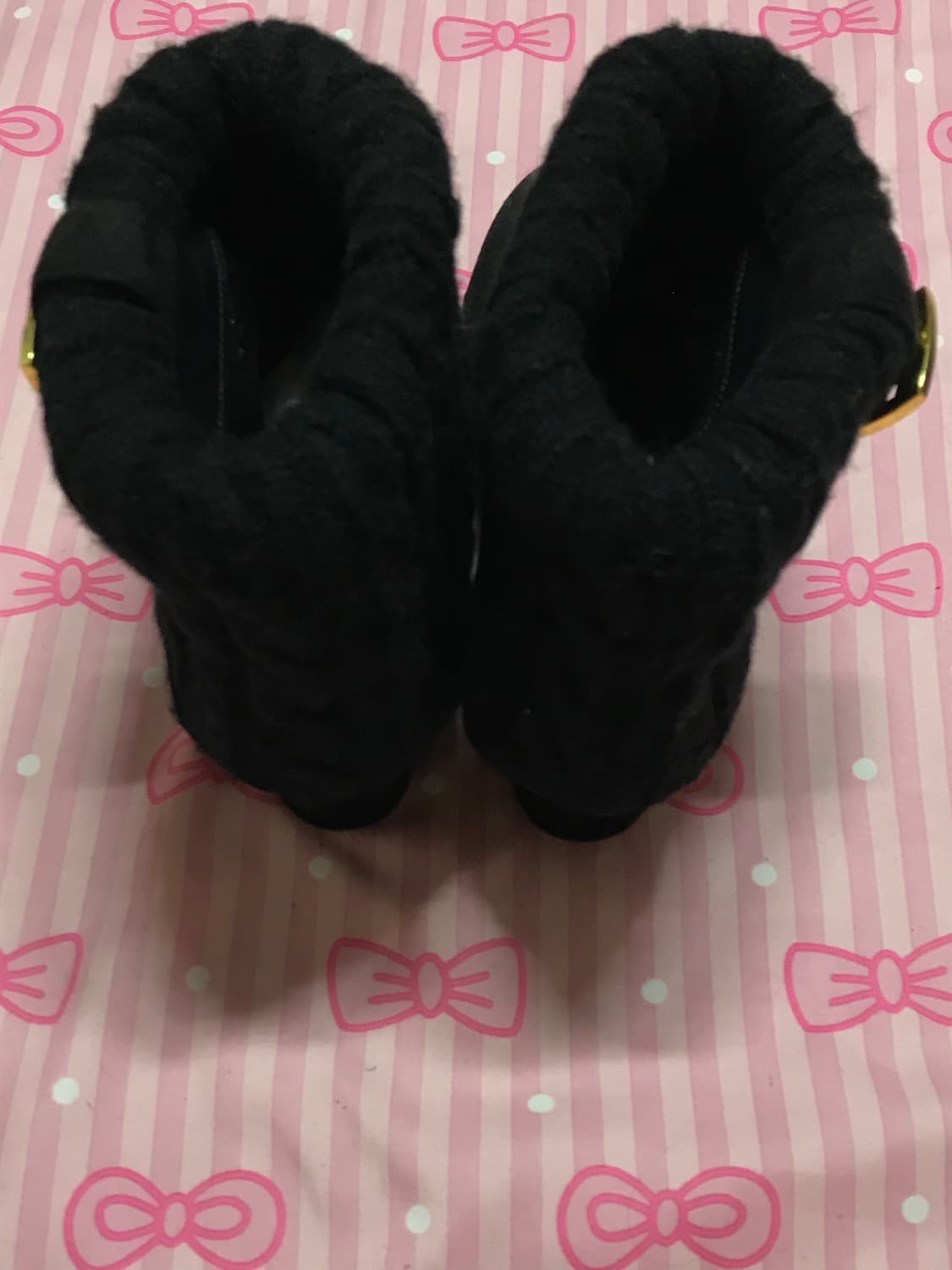 블랙 스웨이드 니트 버클 앵클부츠 갸루신발 상품이미지4