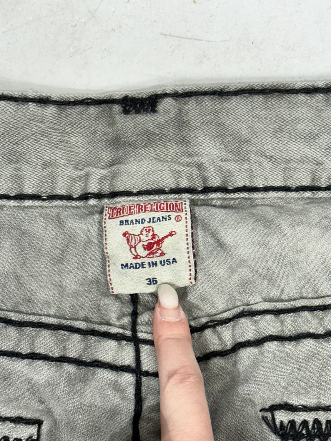 트루 릴리전 와이드 그레이 워싱 데님 힙합 팬츠 청바지 36 상품이미지7
