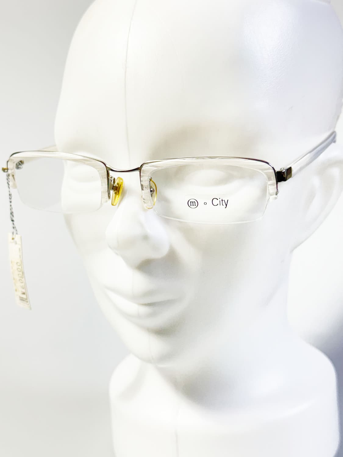 M CITY 클리어 반무테 스퀘어 프레임 빈티지 안경 상품이미지8