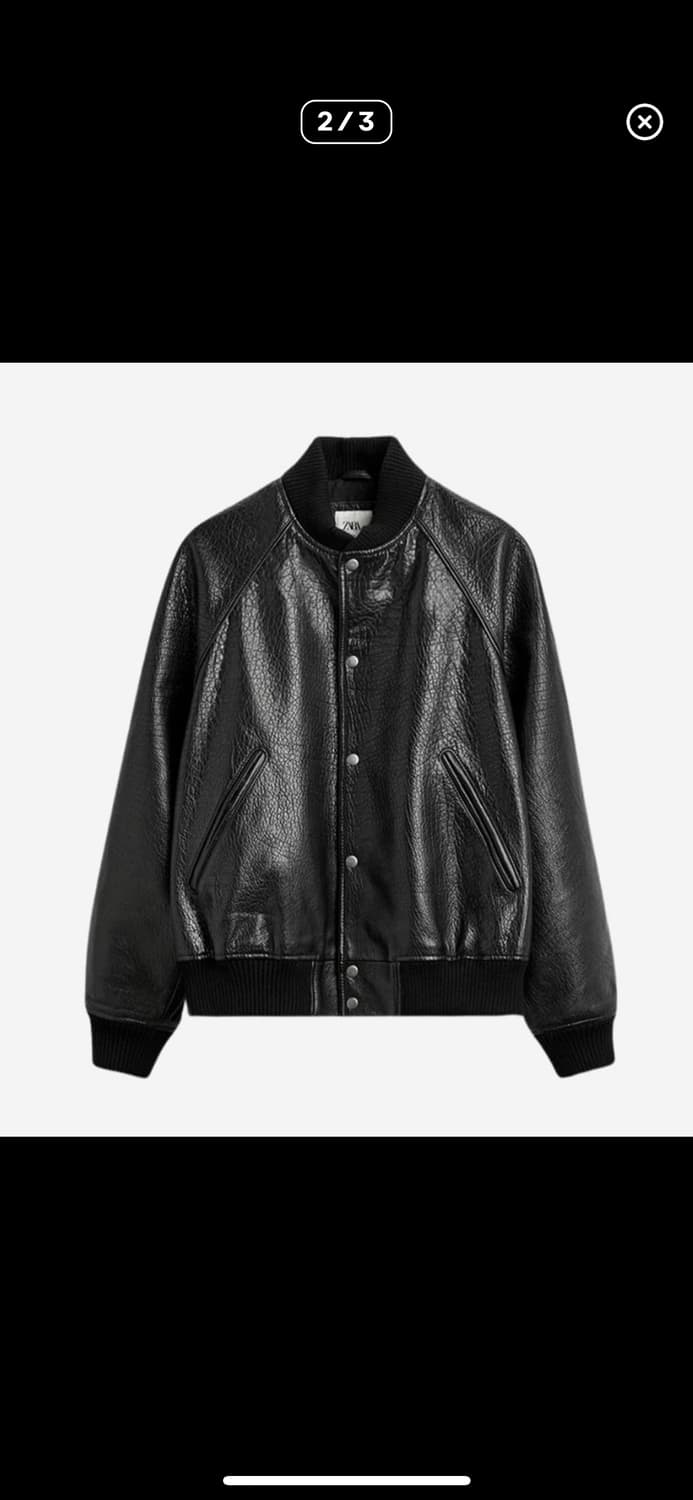 자라 레더 봄버 자켓 블랙 L 상품이미지2
