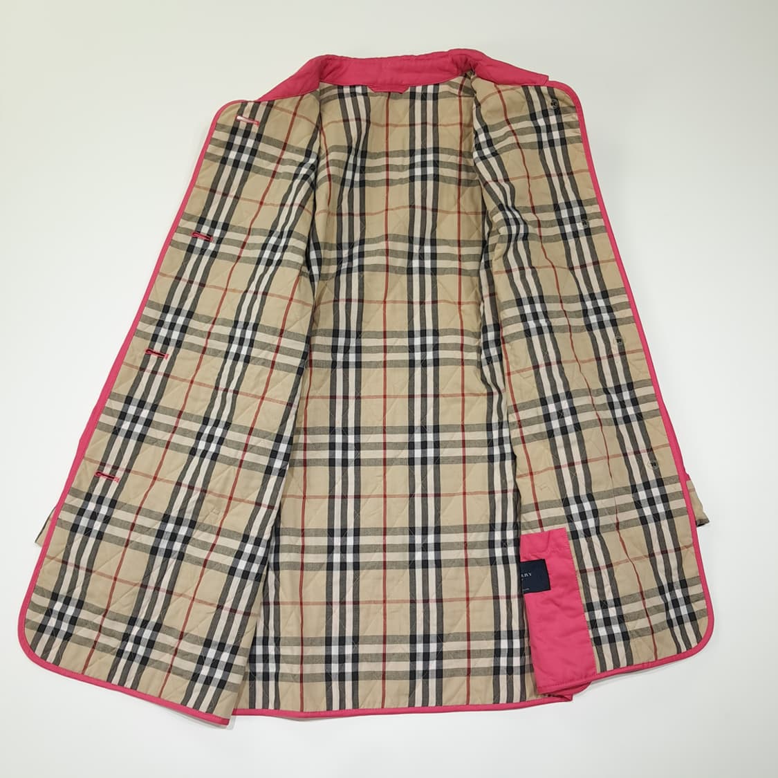 CL904 M 버버리 90s 영국판 퀼팅 노바체크 핑크 자켓 아우터 상품이미지4