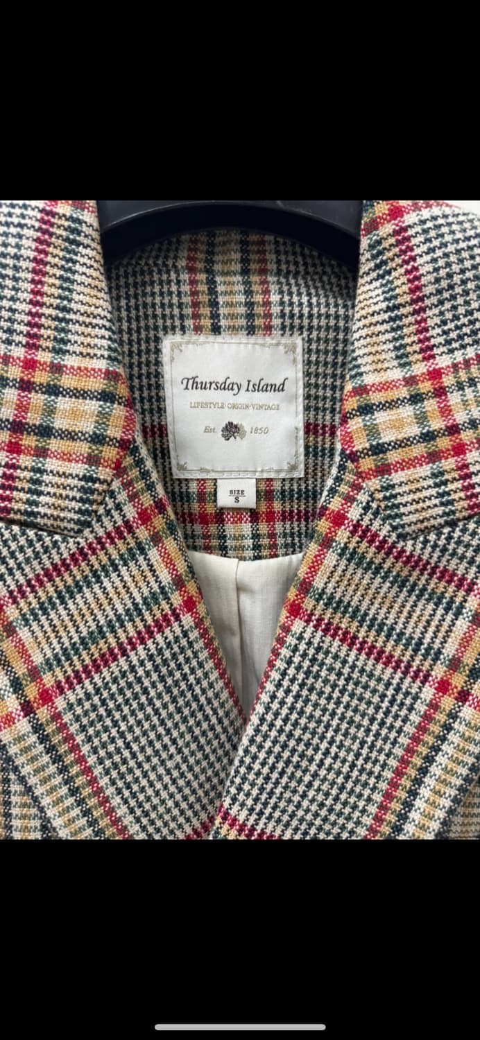 써스데이아일랜드 체크 더블자켓 상품이미지1