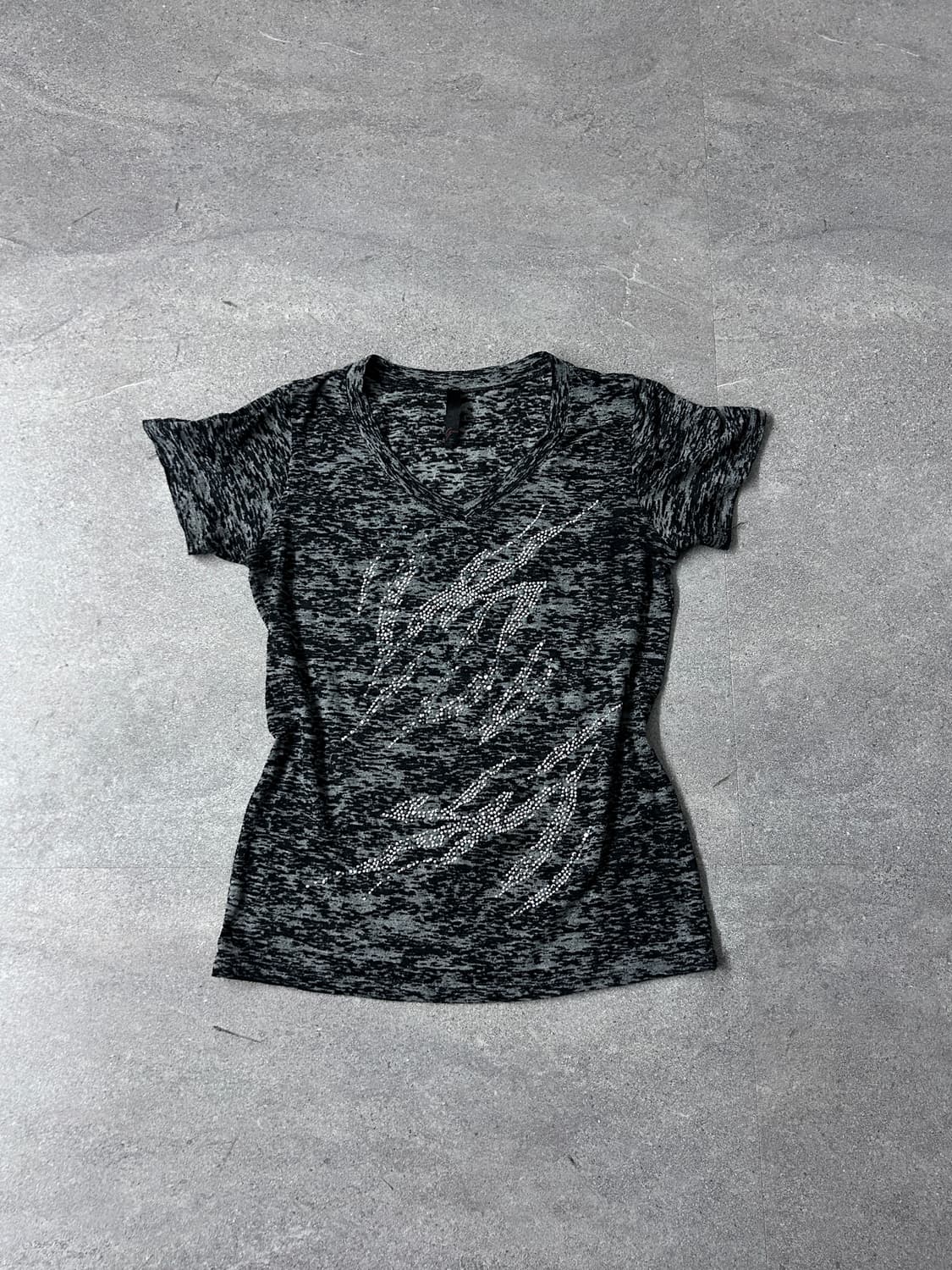 Y2k 펑크 라인스톤 그래픽 슬림 티셔츠 상품이미지5