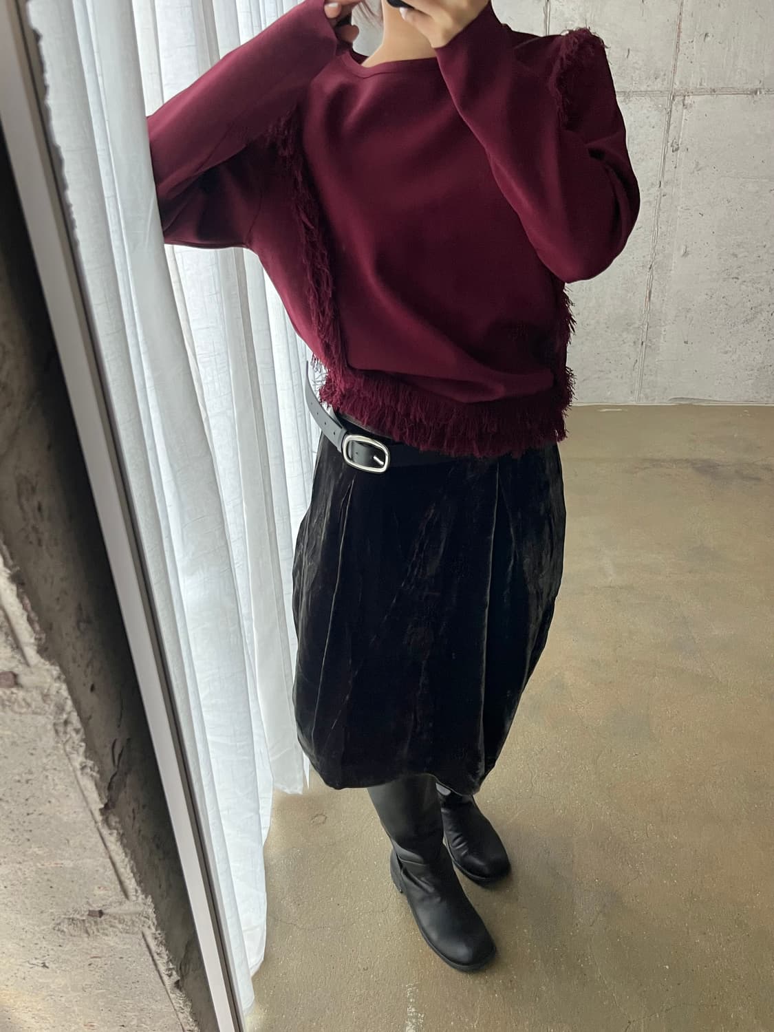 프린지 롱슬리브 버건디 상품이미지7