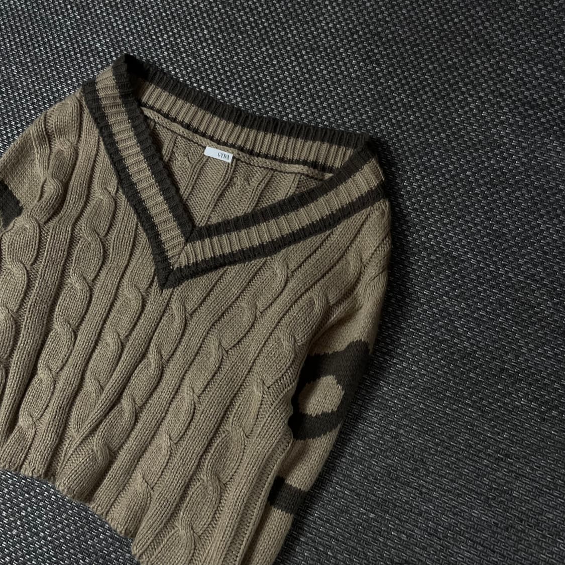 JPN 브라운 빅브이넥 꽈배기 긴팔 니트 F 상품이미지4