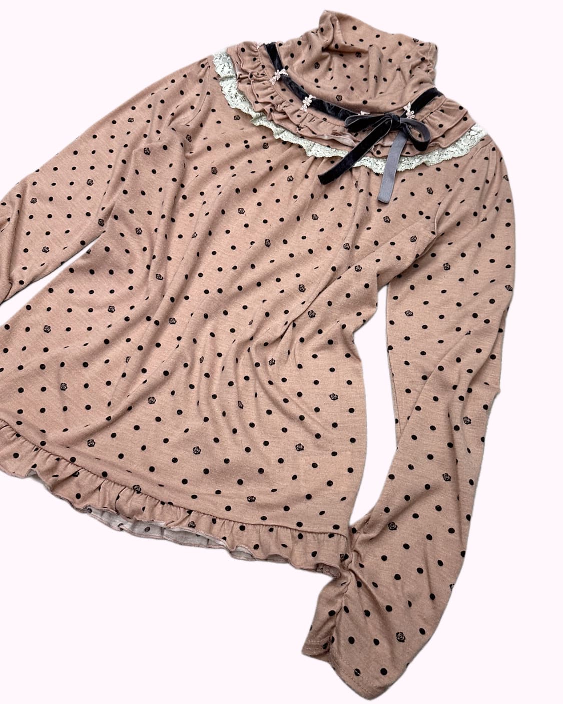 lace ribbon dot t-shirt 상품이미지2