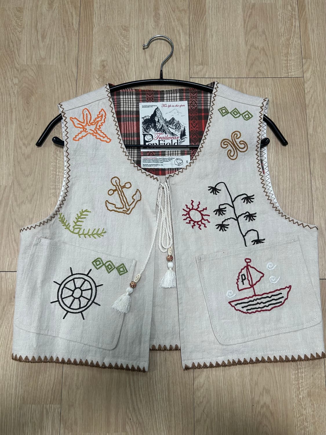 펜필드 자수 린넨 베스트 S 상품이미지1