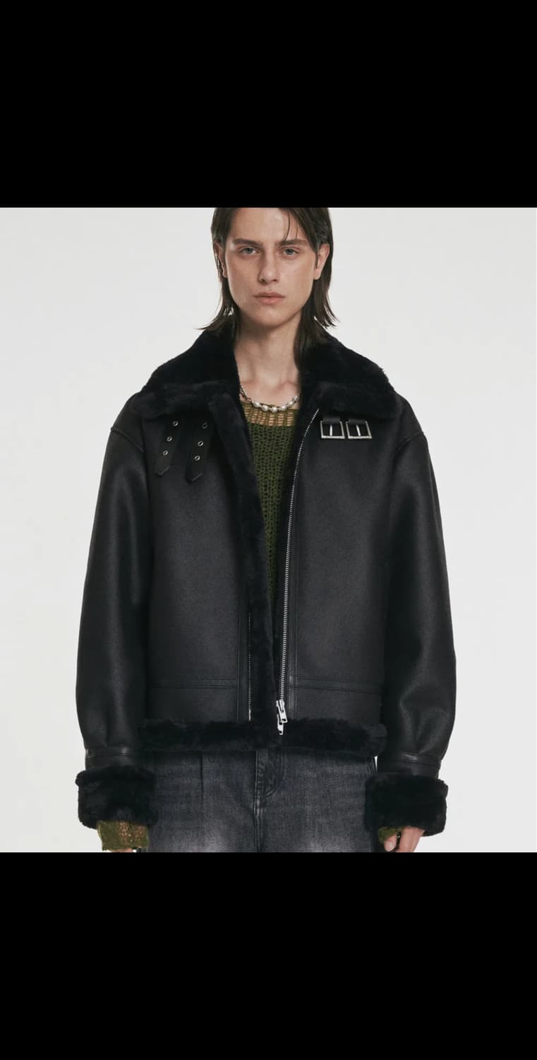 도프제이슨 하이넥 레더 무톤 자켓 NOIR, 무스탕 상품이미지1