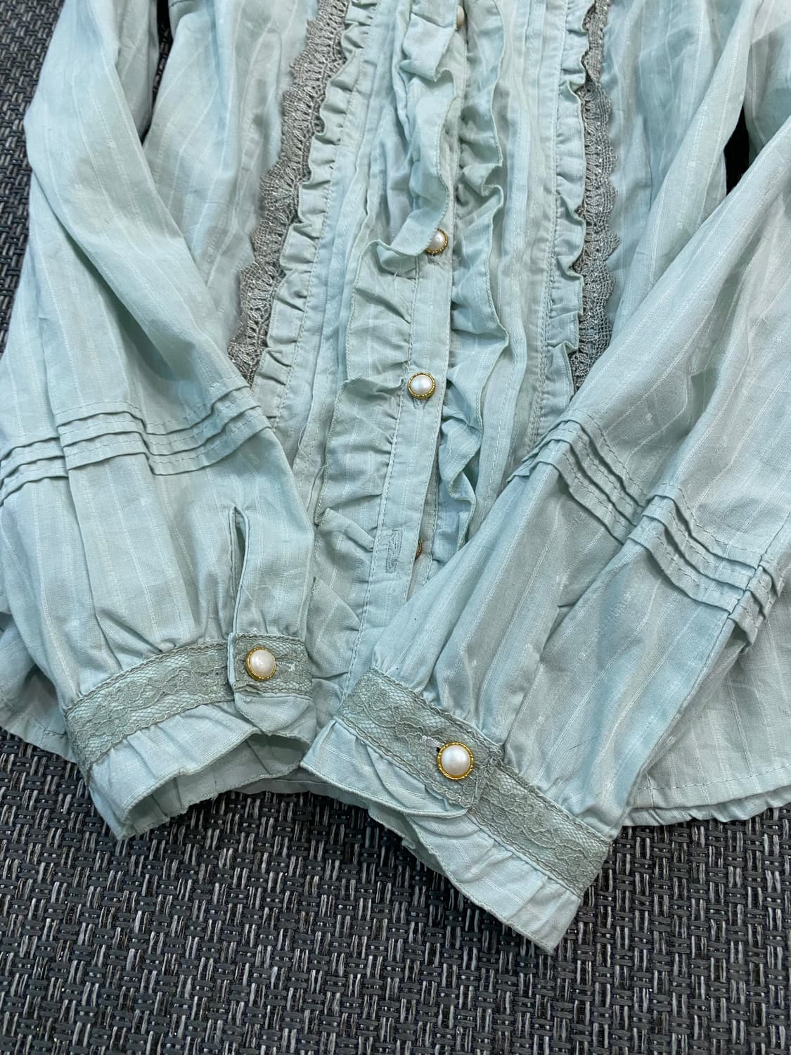 [Axes Femme]Frill&Pearl button Mint Shir 상품이미지6
