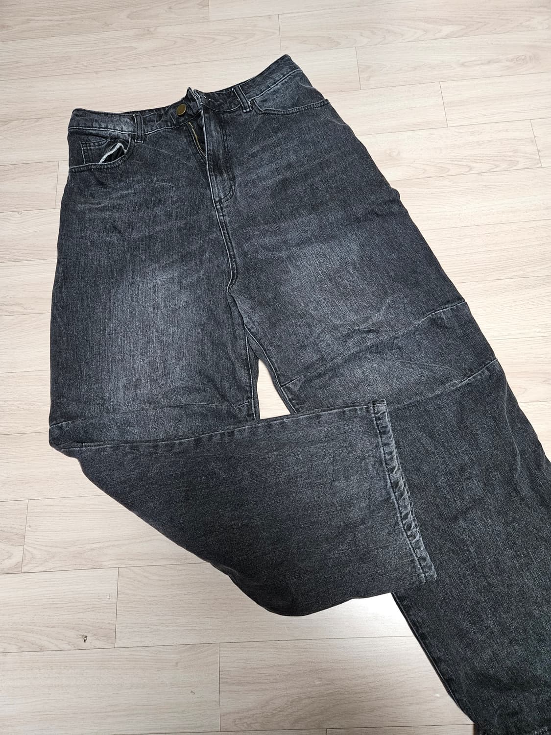 노운 와이드 배기 데님 팬츠(블랙) 상품이미지2