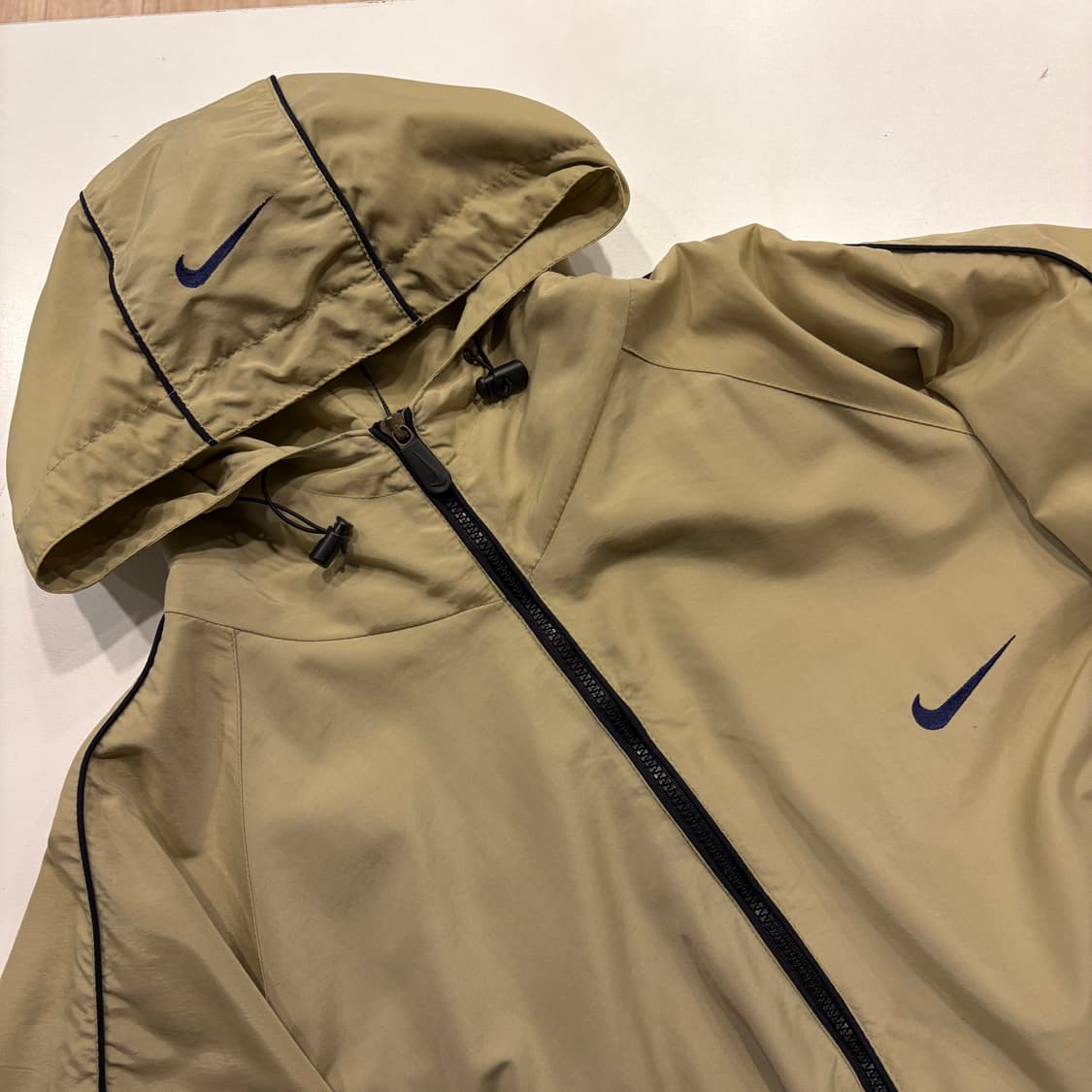 [100] 올드 나이키 빅로고 바람막이 후드 자켓 베이지 C43 상품이미지3