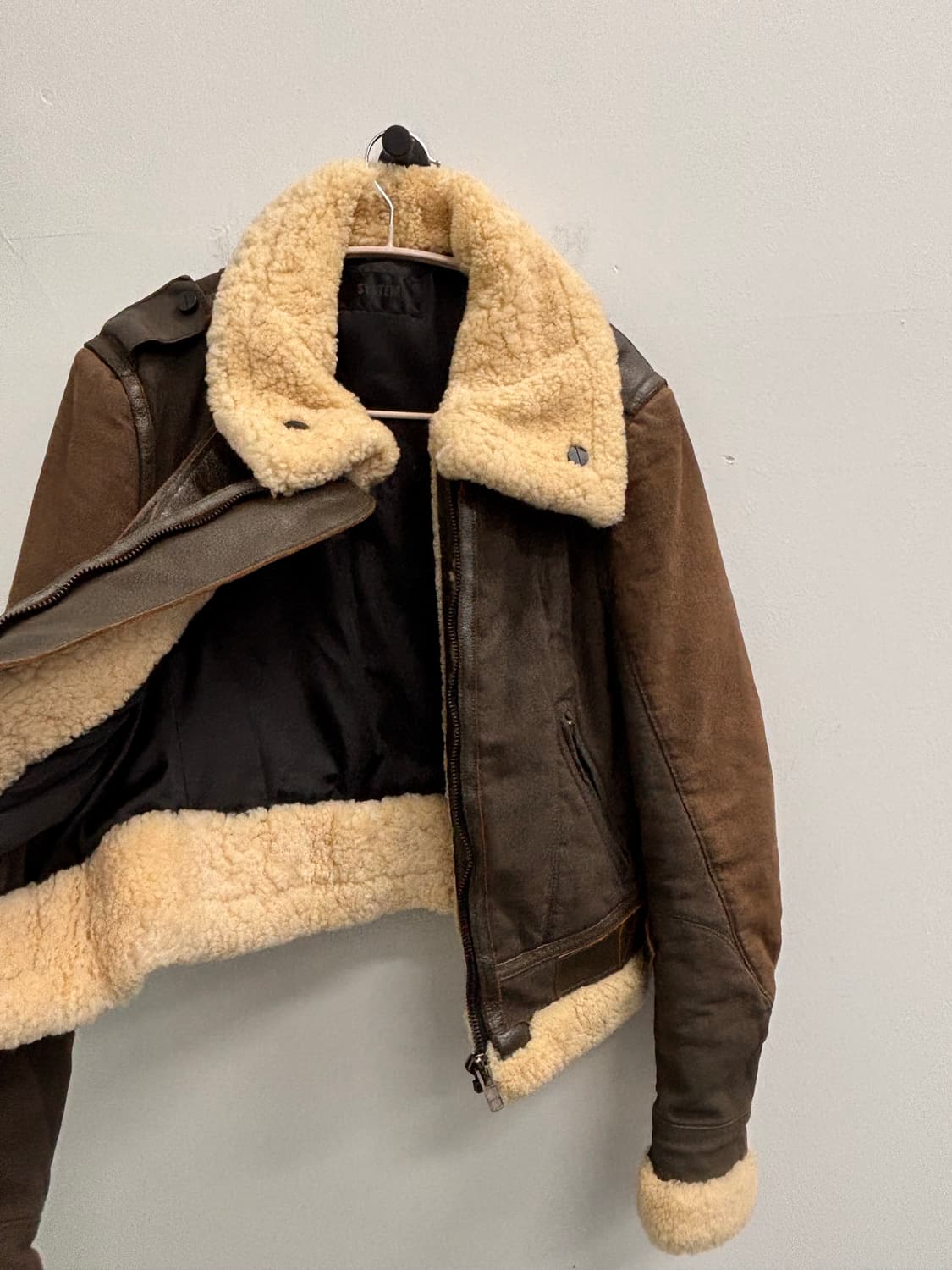 시스템(SYSTEM) 빈티지 레이어드 믹스 양털 무스탕 자켓 상품이미지2