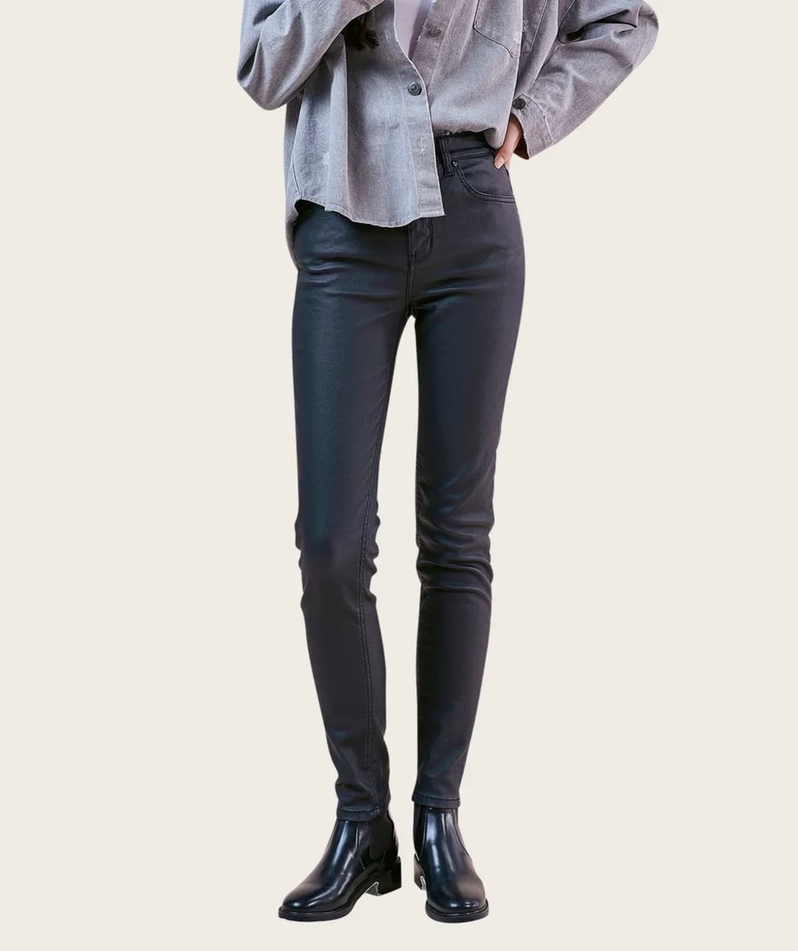 필로그램 락시크 코팅 슬림 데님팬츠 상품이미지1