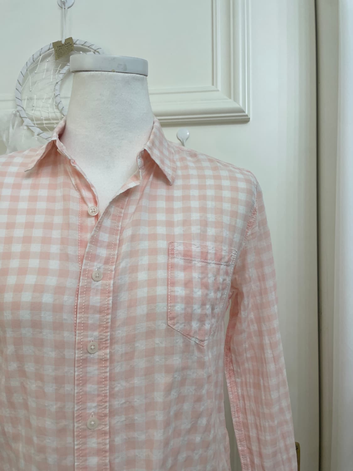 coral gingham-check summer shirt(size-0) 상품이미지6