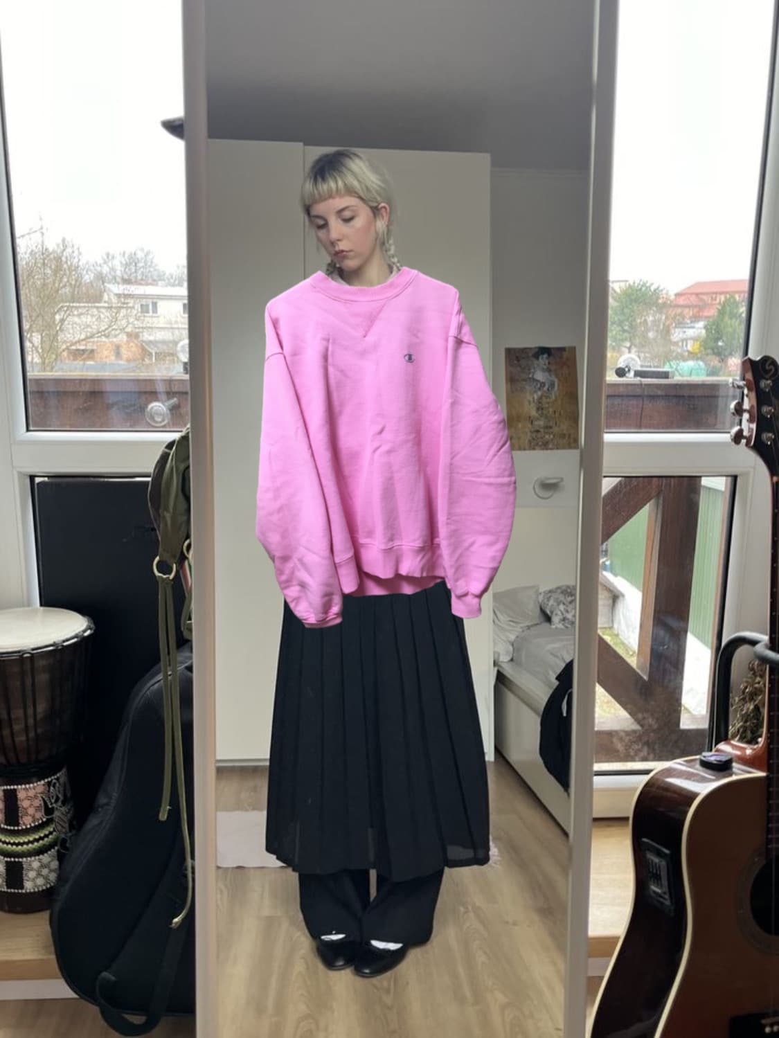 핑크 딸기우유 맨투맨 챔피온 스쿨룩 하이틴 핑크소녀 에겐녀코디 바닐라룩 상품이미지2