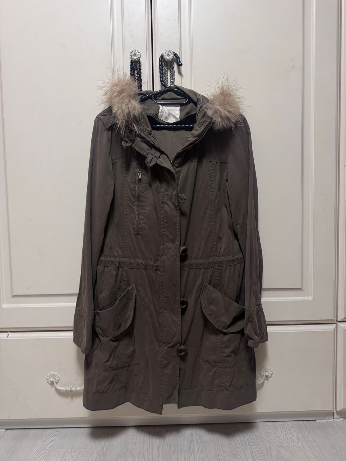 빈티지 모리걸 하구미 후드 퍼 야상 브라운 카키 점퍼 상품이미지2