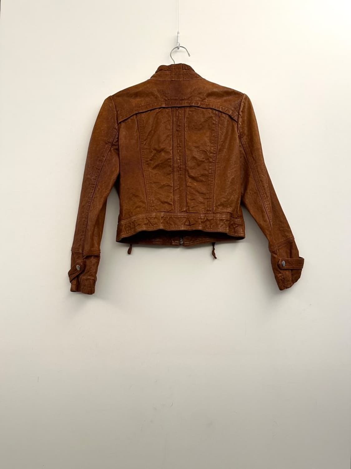 Stud short leather jacket / orange brown 상품이미지4
