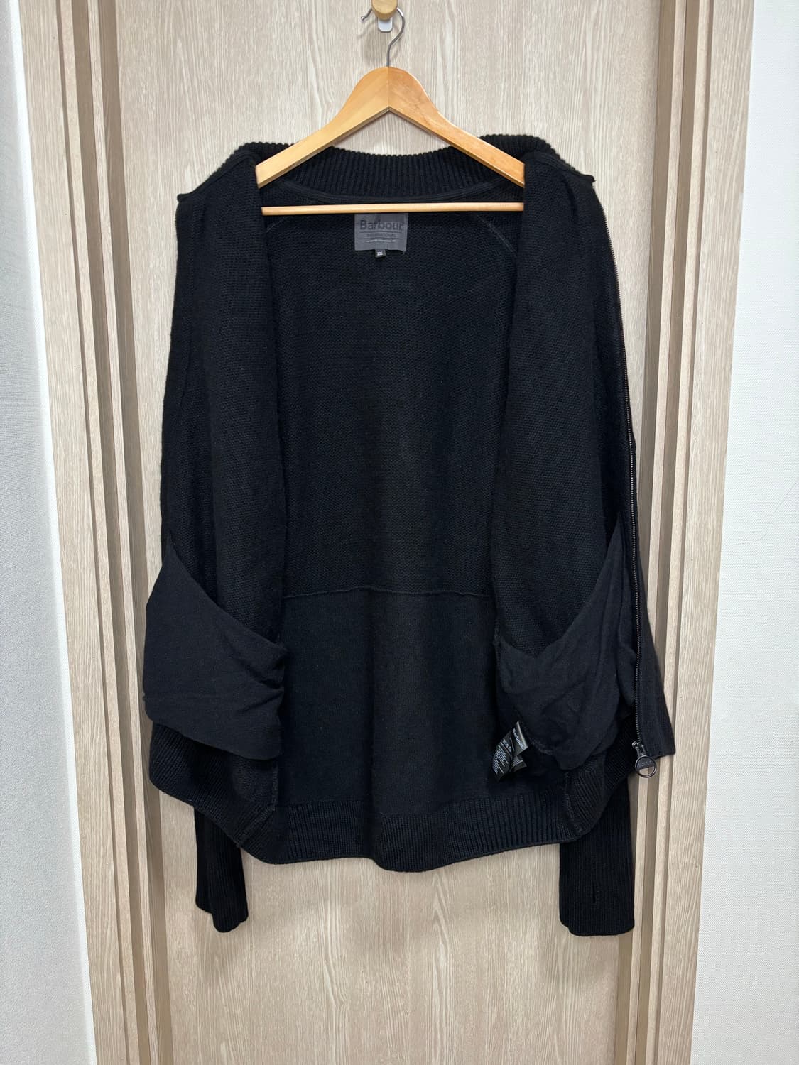 바버 인터내셔널 라이딩 울집업 스웨터XXL/넉넉110/블랙 상품이미지4