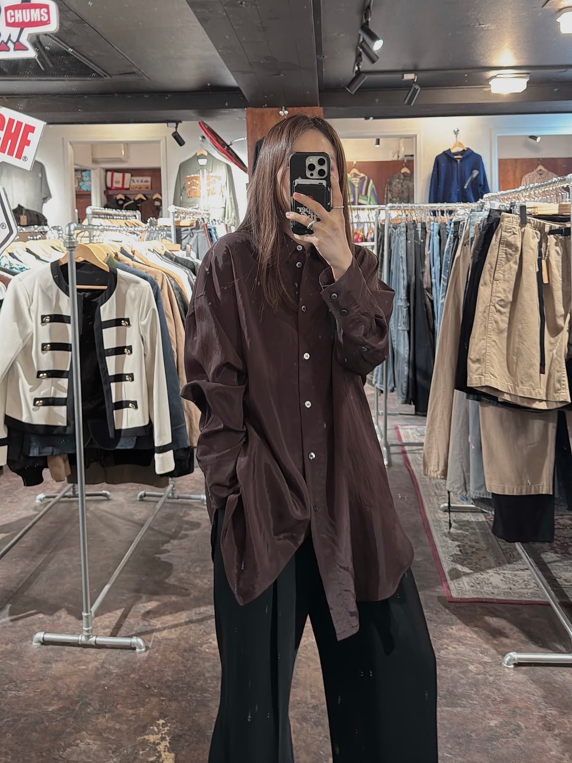 ORR 오르 새틴 브라운 루즈핏 셔츠 블라우스 M 상품이미지7