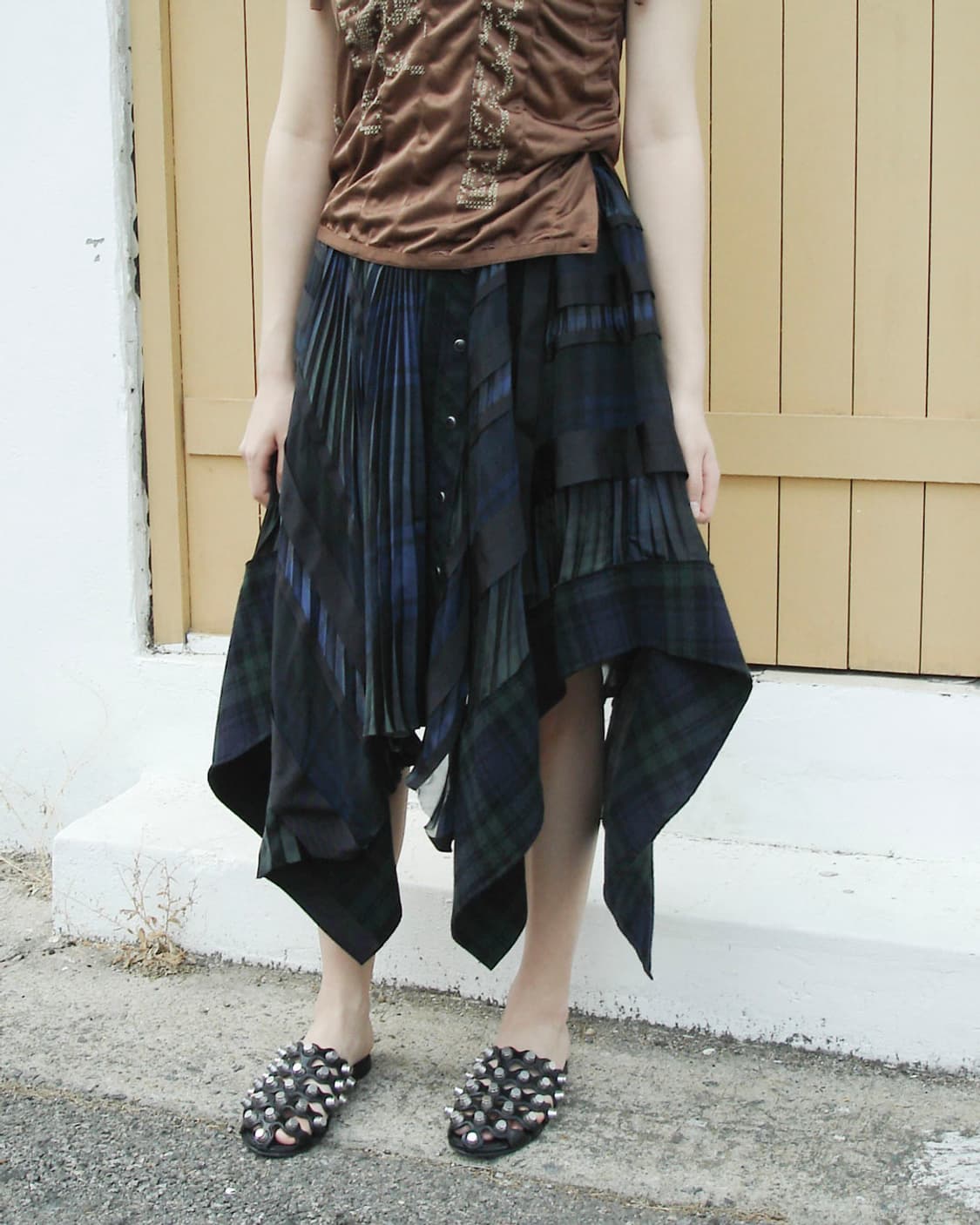 SACAI AD2017 tartan pleated wrap skirt 상품이미지2
