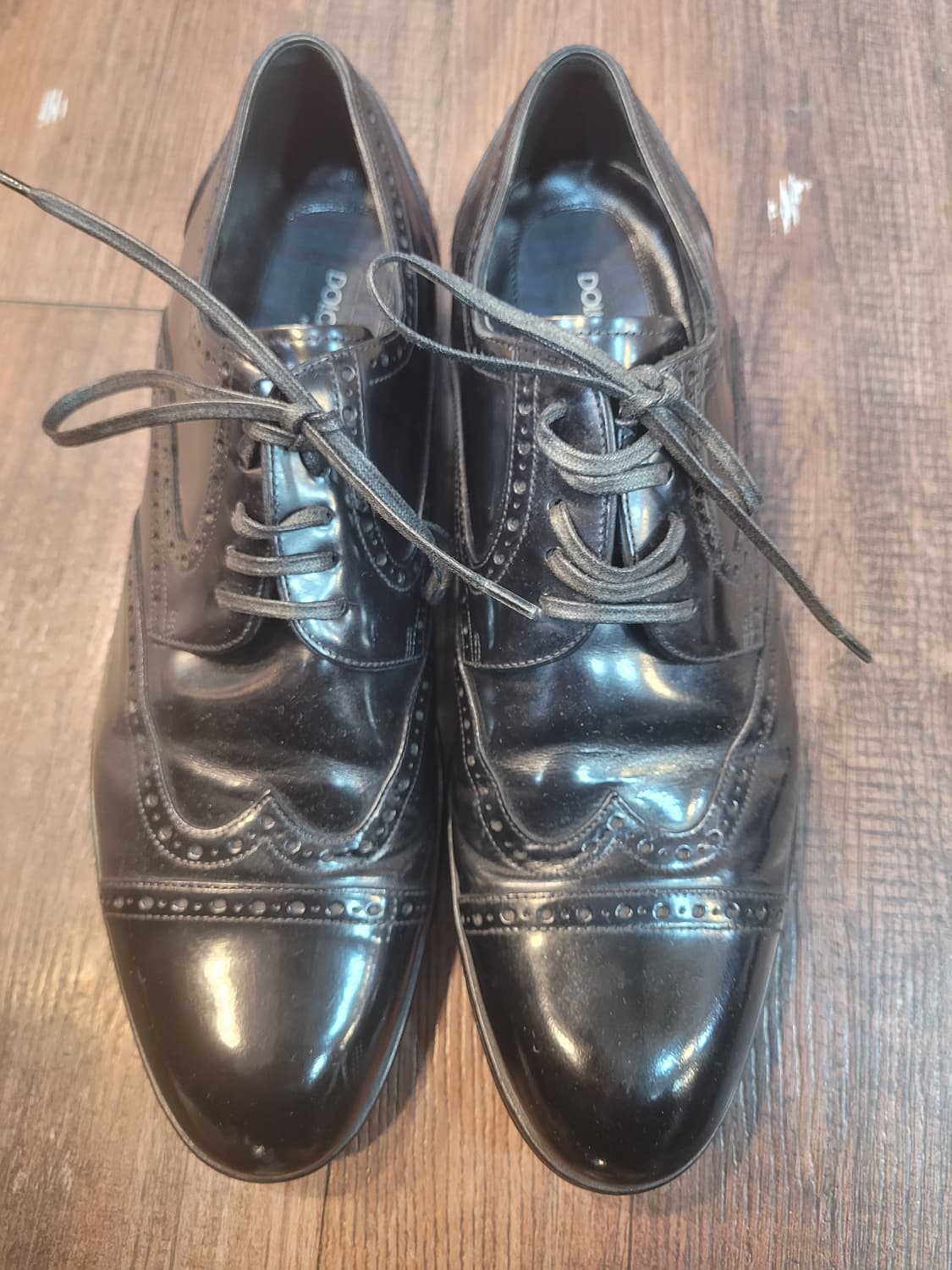 돌체앤가바나 블랙 레더 남성용 윙팁 구두 6.5 상품이미지1