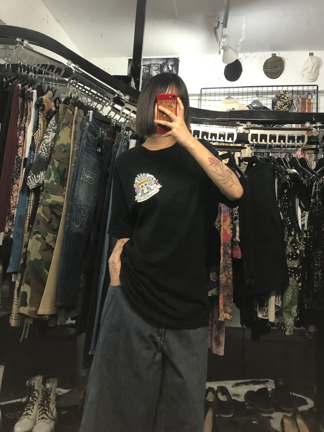 원피스 꽃 프린팅 블랙 반팔  상품이미지1