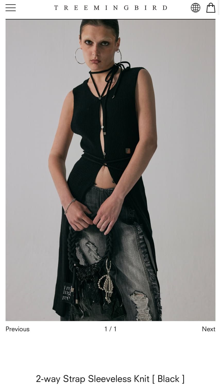 트리밍버드) 2-way Strap Sleeveless Knit BK F 상품이미지1