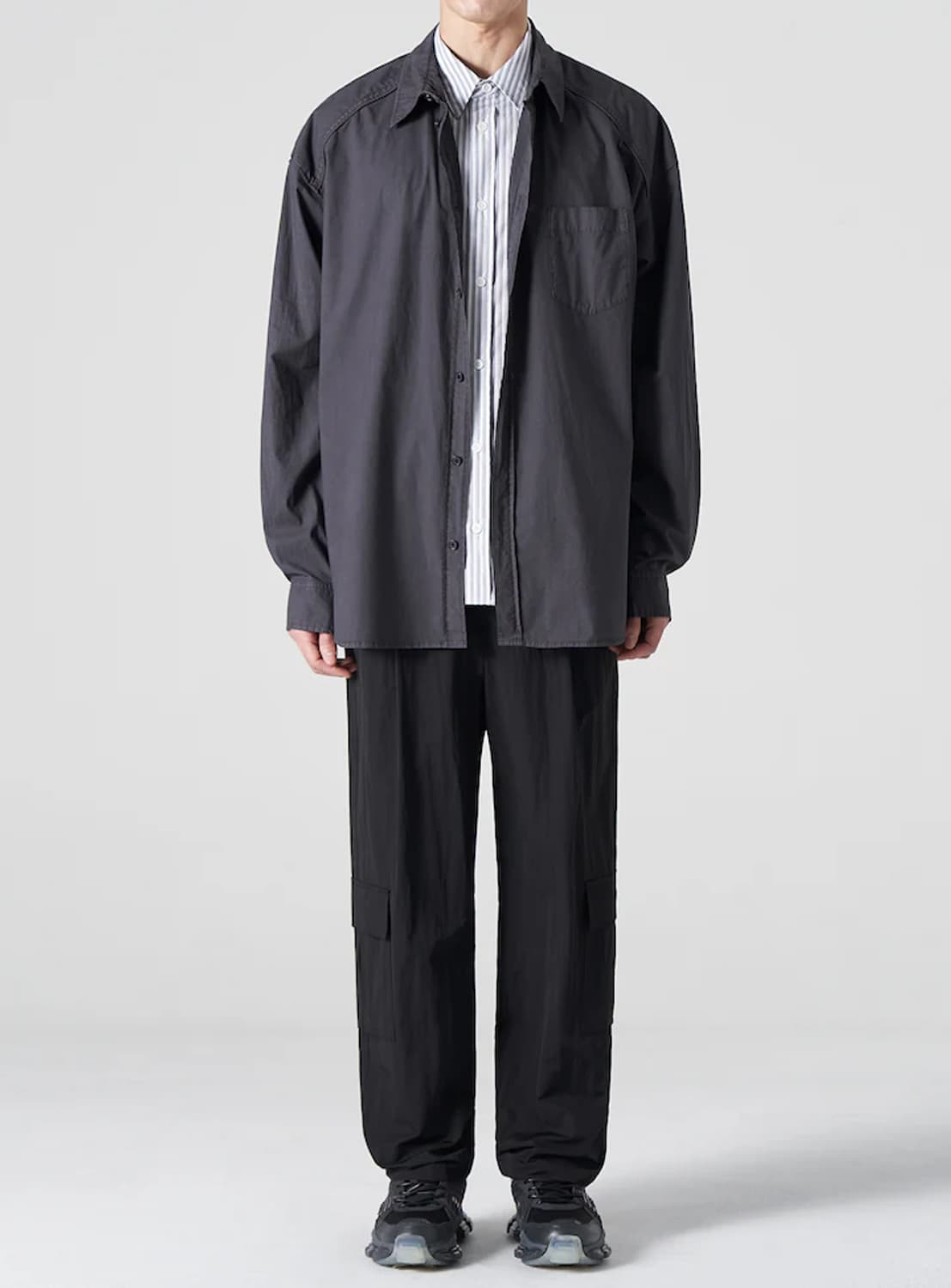 준지 그레이가먼트레이어드셔츠 44사이즈 상품이미지2