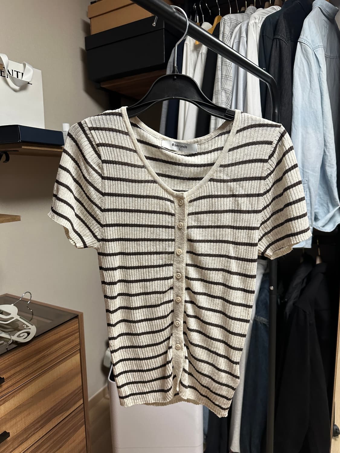 8seconds 에잇세컨즈 골지 스트라이프 반소매 가디건(S)    상품이미지5