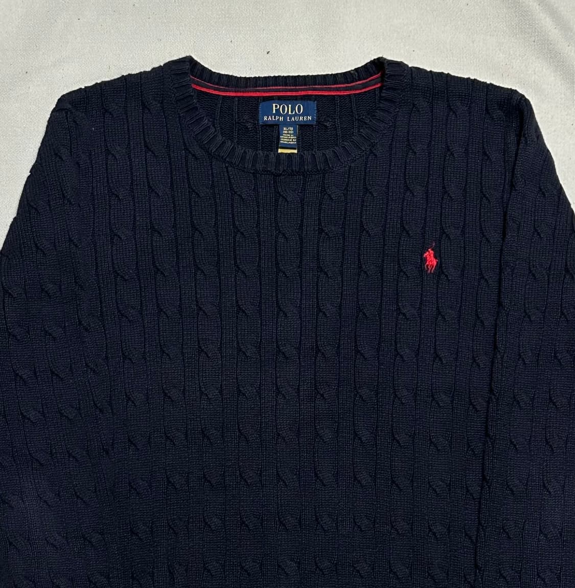 XL 폴로랄프로렌 레드 포니 여성용 네이비 케이블 니트 상품이미지1