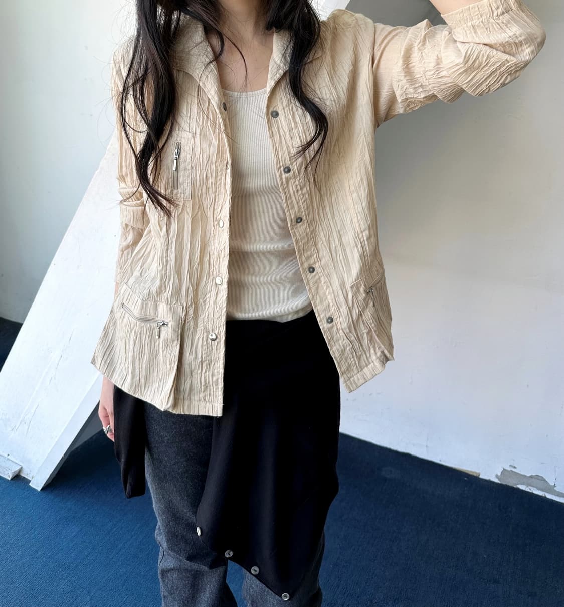 Cotton poly wrinkled utility jacket 상품이미지10