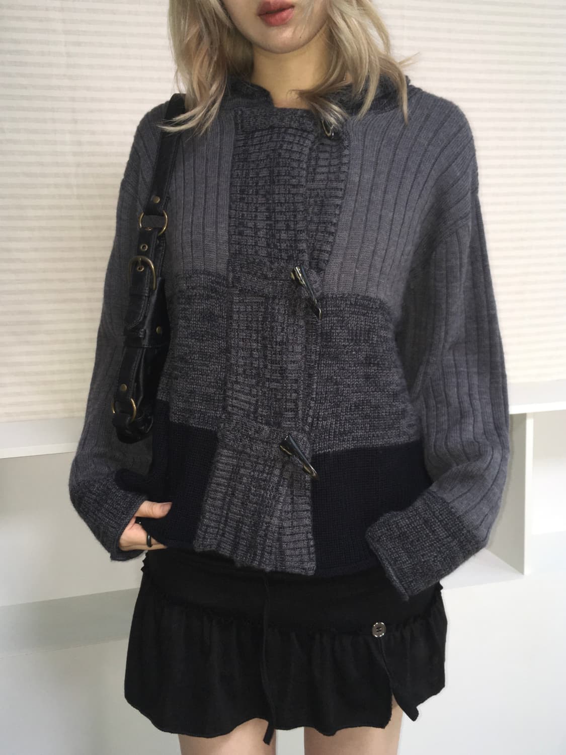 jpn vintage duffle knit hood cardigan 상품이미지2