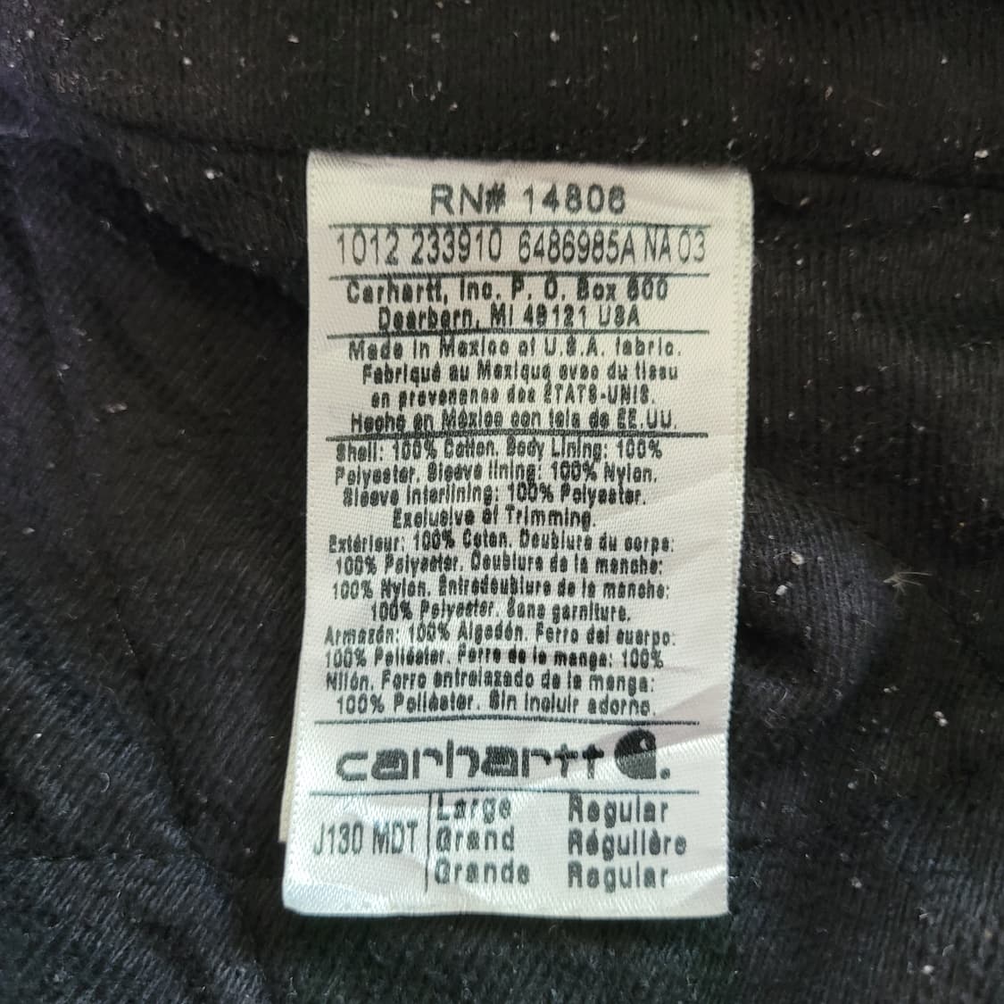 칼하트 J130 액티브 자켓 MDT (Midnight) 상품이미지8