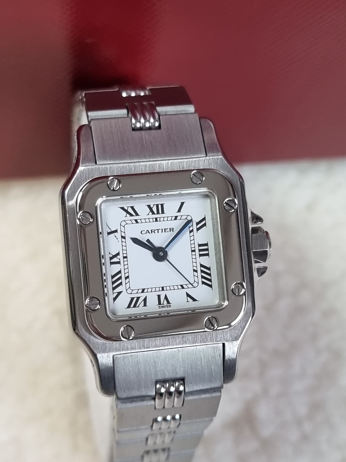 까르띠에 산토스 까레 스틸 스몰 S 오토메틱 여성시계 상품이미지1