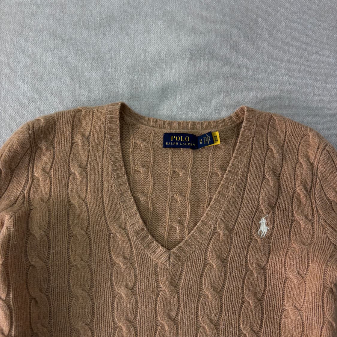 W95 폴로랄프로렌 신형라벨 브이넥 램스울 꽈배기 니트 상품이미지2